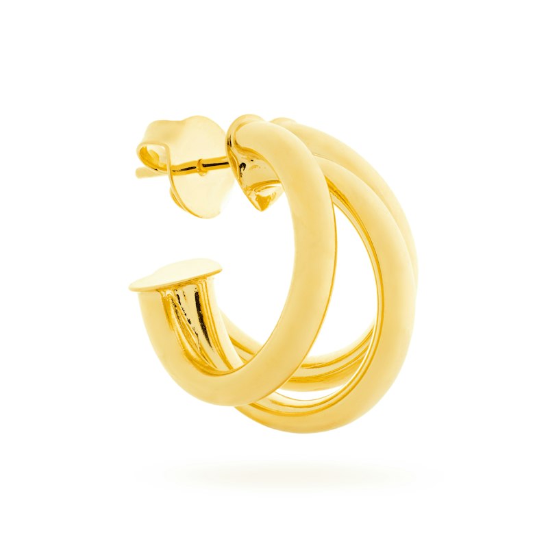 Brincos de argola em banho dourado
